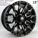 21453 18X9 6H139.7 GLOSS BLACK+MILLING SPOKE &RIVETS
